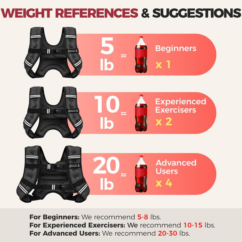 【Holiday Haul】Bagail Weighted Vest, 5Lbs/8Lbs/10Lbs/12Lbs/15Lbs/20Lbs/25Lbs/30Lbs Weight Vest with Detachable Phone Pouch, Rucking Vest for Women, Men, Walking, Weight Loss, Training, Running