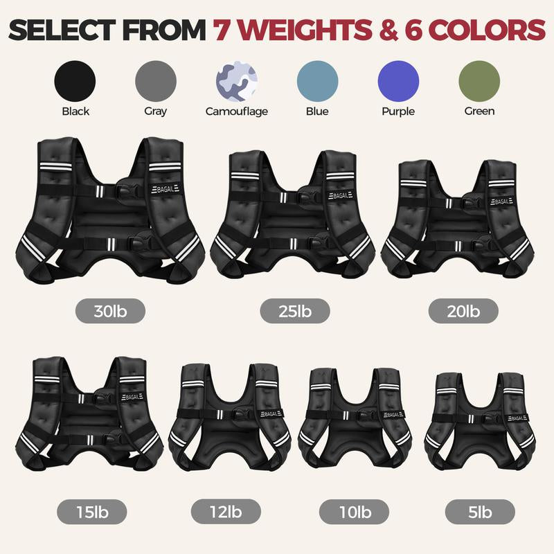 【Holiday Haul】Bagail Weighted Vest, 5Lbs/8Lbs/10Lbs/12Lbs/15Lbs/20Lbs/25Lbs/30Lbs Weight Vest with Detachable Phone Pouch, Rucking Vest for Women, Men, Walking, Weight Loss, Training, Running