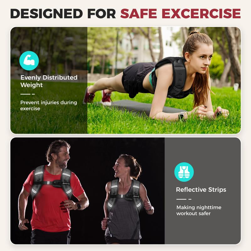 【Holiday Haul】Bagail Weighted Vest, 5Lbs/8Lbs/10Lbs/12Lbs/15Lbs/20Lbs/25Lbs/30Lbs Weight Vest with Detachable Phone Pouch, Rucking Vest for Women, Men, Walking, Weight Loss, Training, Running