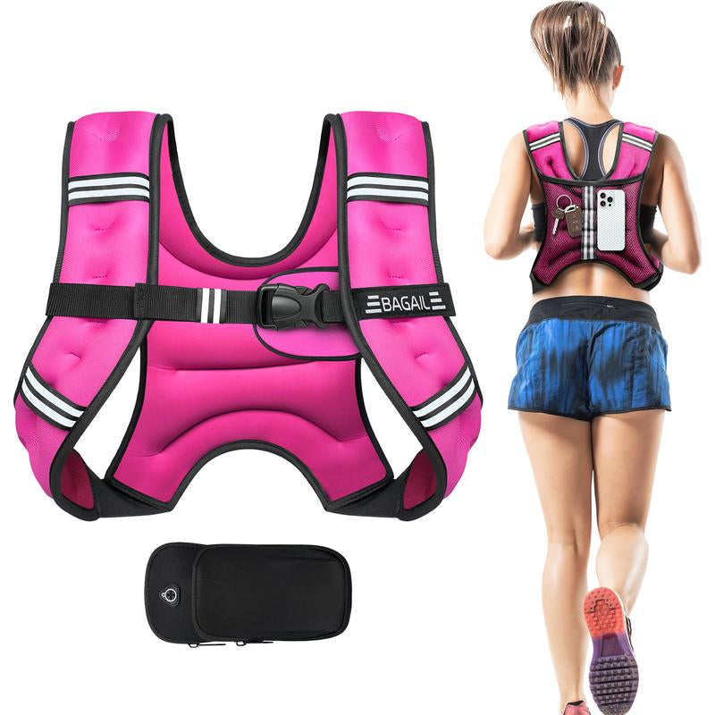 【Holiday Haul】Bagail Weighted Vest, 5Lbs/8Lbs/10Lbs/12Lbs/15Lbs/20Lbs/25Lbs/30Lbs Weight Vest with Detachable Phone Pouch, Rucking Vest for Women, Men, Walking, Weight Loss, Training, Running