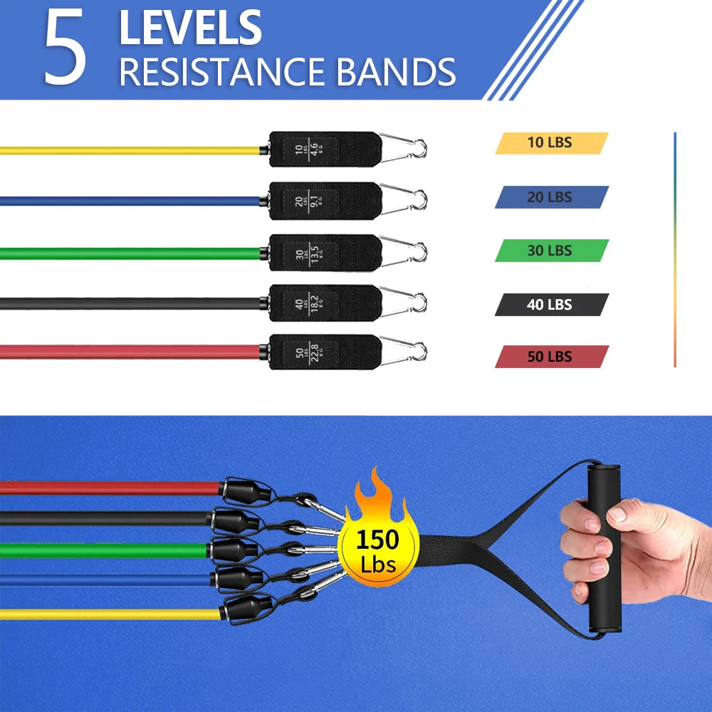 Ultimate Resistance Band Set for Strength Training - Versatile Exercise Bands with Handles for Home and On-the-Go Workouts