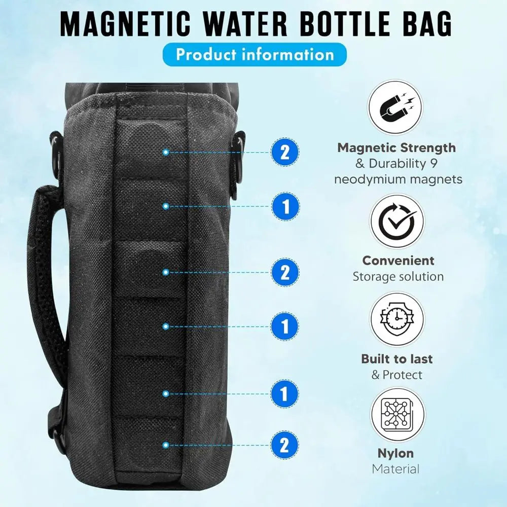 New High Quality with Mesh Pocket Magnetic Gym Bag Black Durable Small Crossbody Bag Water Bottle Carrier for Men and Women