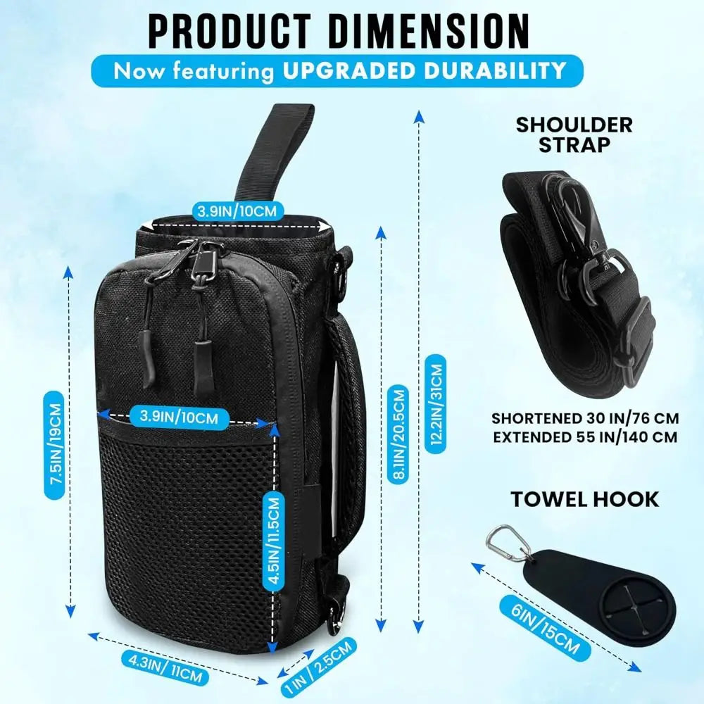 New High Quality with Mesh Pocket Magnetic Gym Bag Black Durable Small Crossbody Bag Water Bottle Carrier for Men and Women